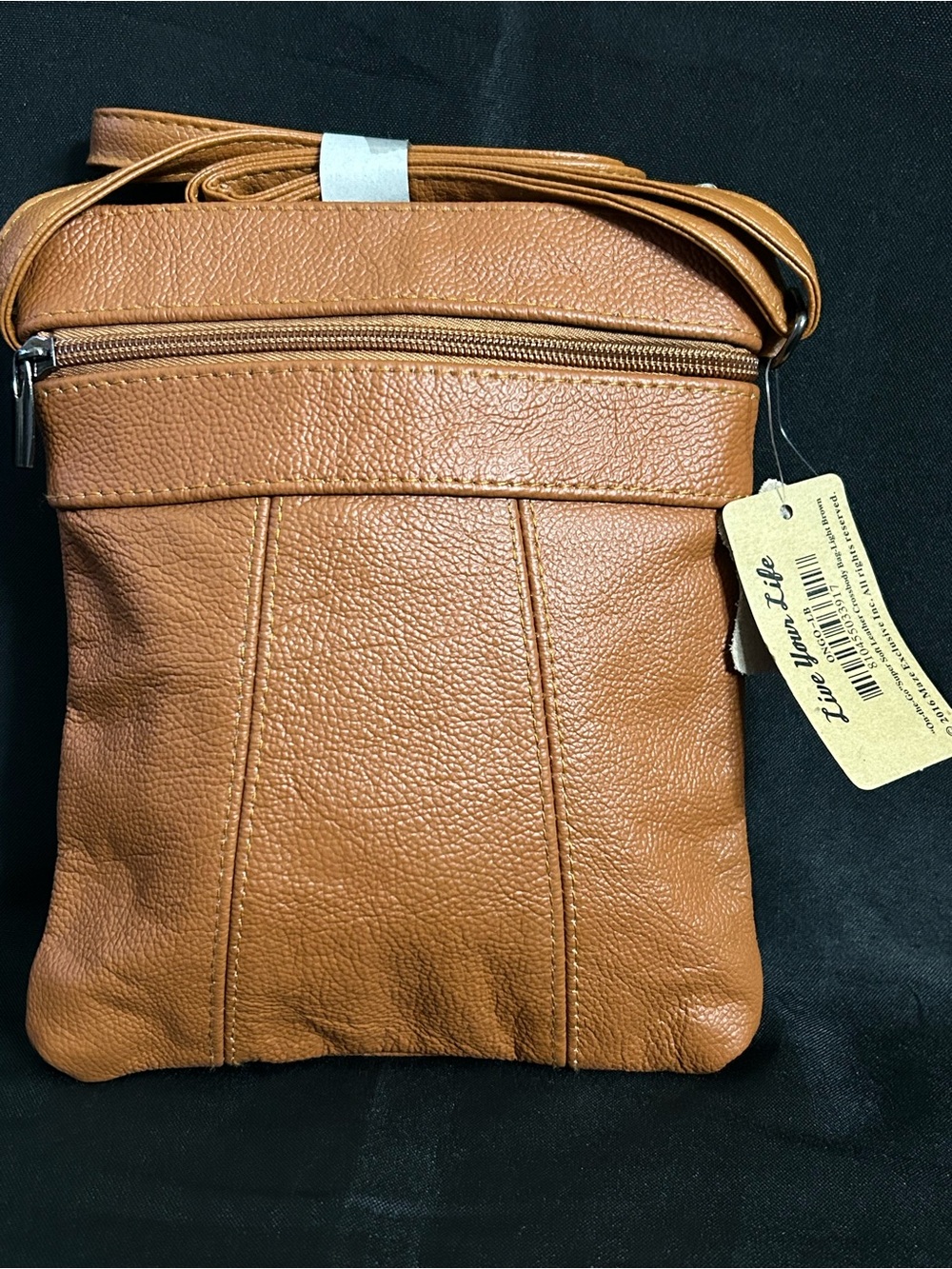 Maze On The Go Genuine Soft Leather Tan Crossbody Bag Purse NWT - Picture 9 of 9